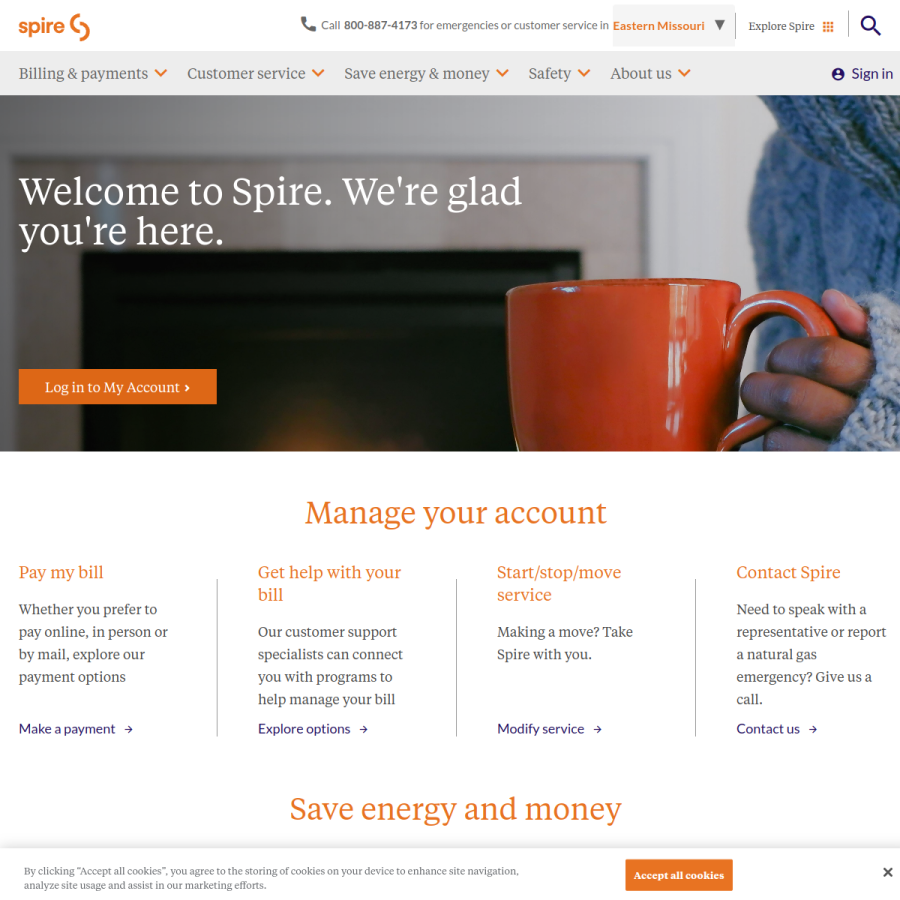 spireenergy.com homepage screenshot