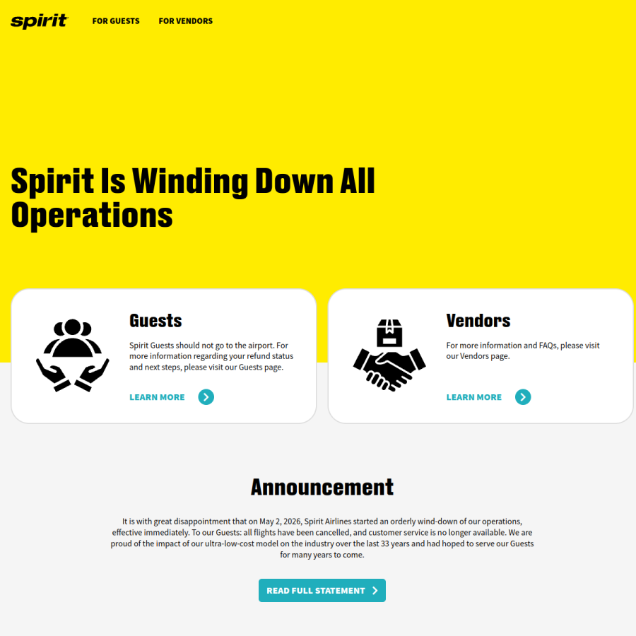 spirit.com homepage screenshot