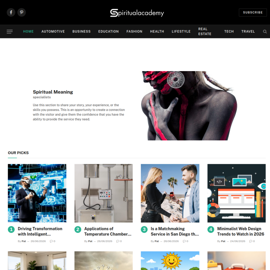 spiritualmeaningacademy.com homepage screenshot