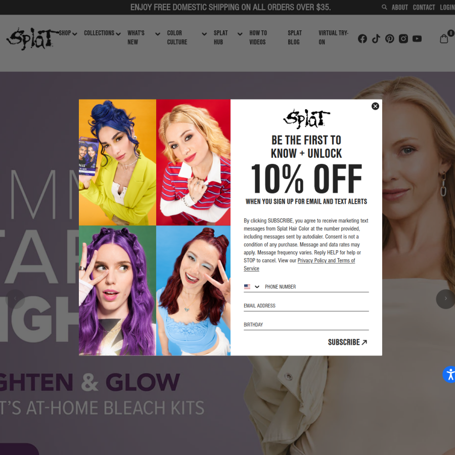 splathaircolor.com homepage screenshot