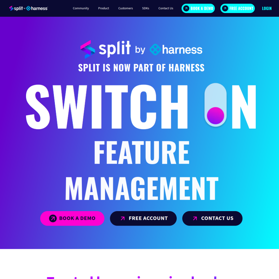 split.io homepage screenshot