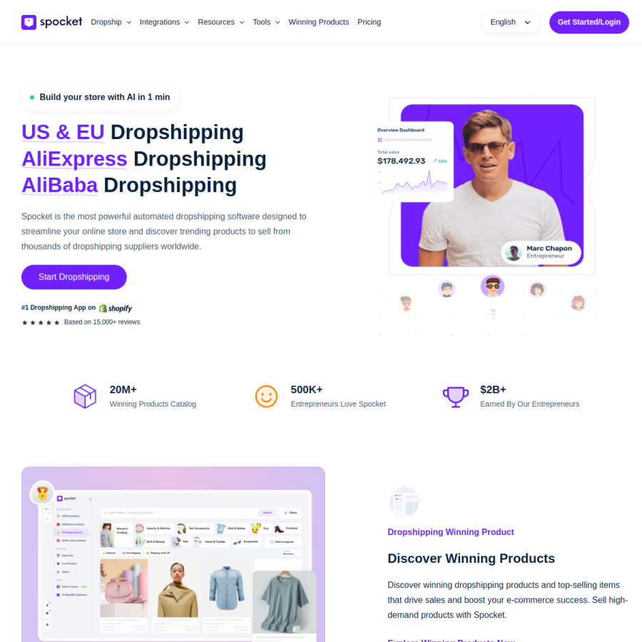 spocket.co homepage screenshot