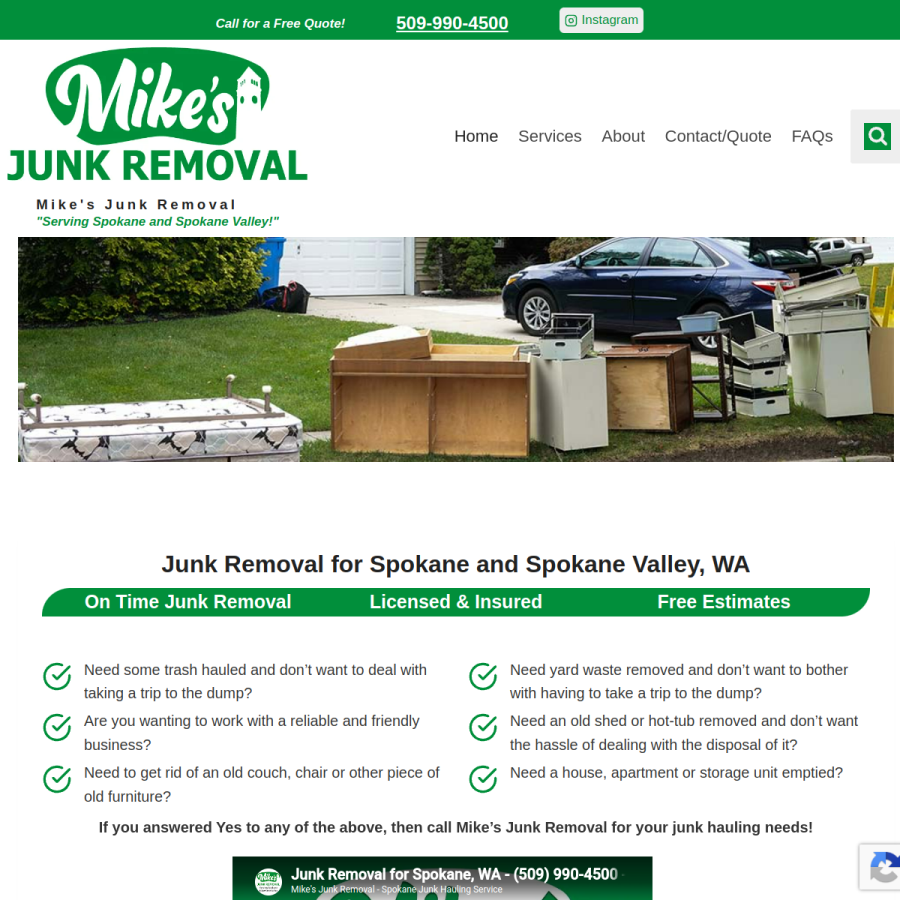 spokanejunkhauling.com homepage screenshot