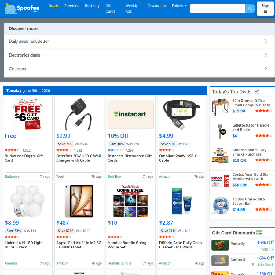 spoofee.com homepage screenshot