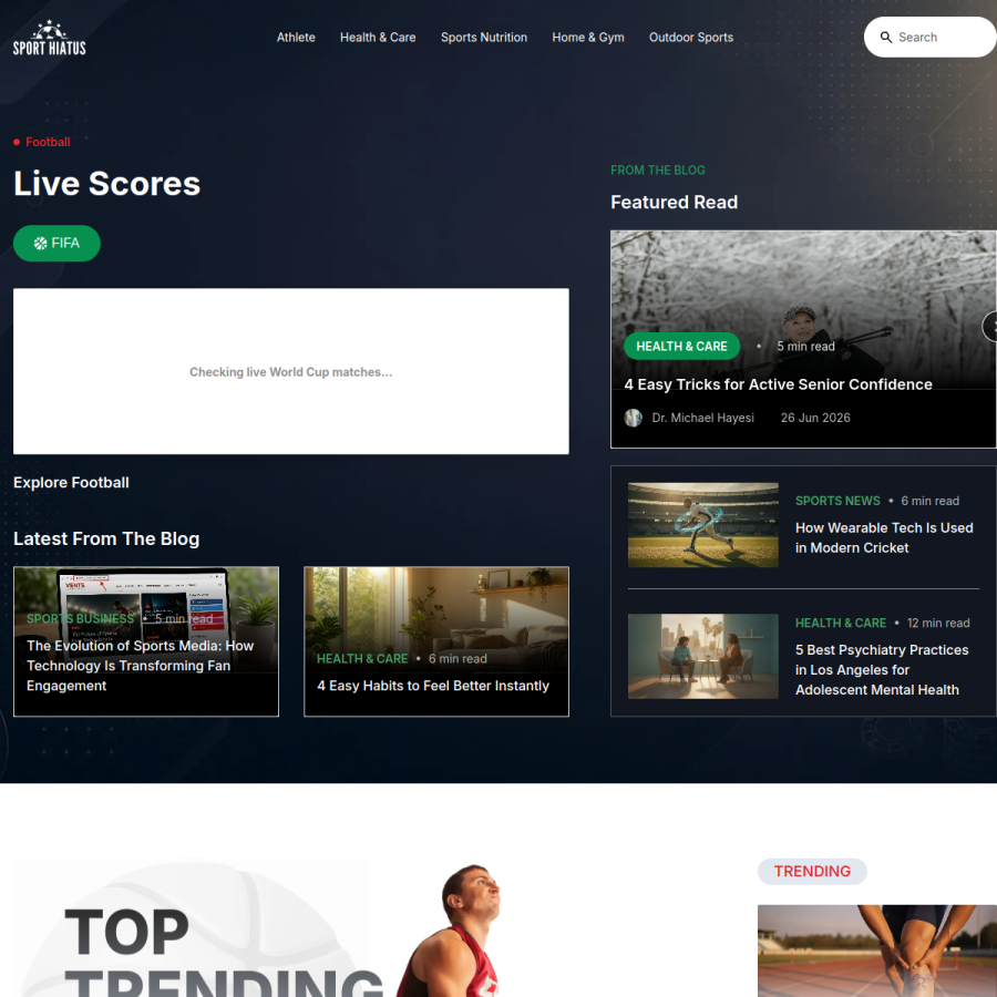 sporthiatus.com homepage screenshot