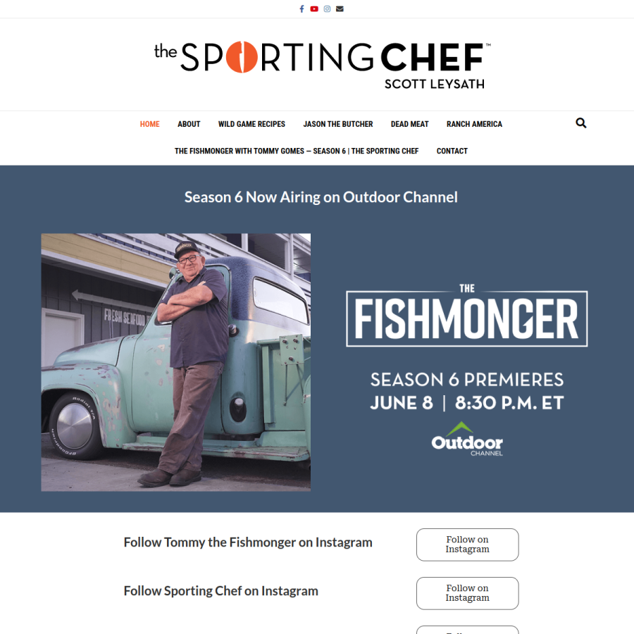 sportingchef.com homepage screenshot