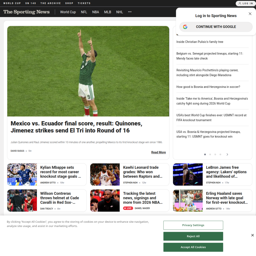 sportingnews.com homepage screenshot