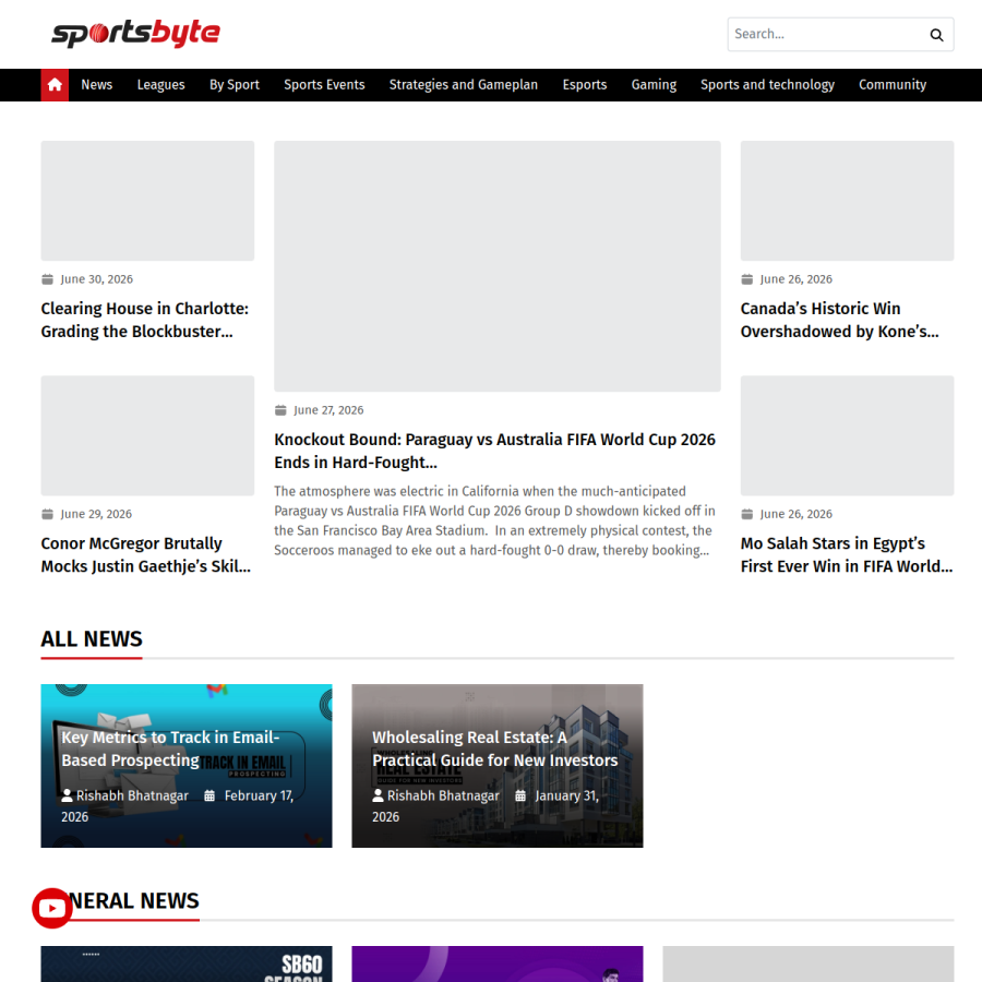 sportsbyte.net homepage screenshot