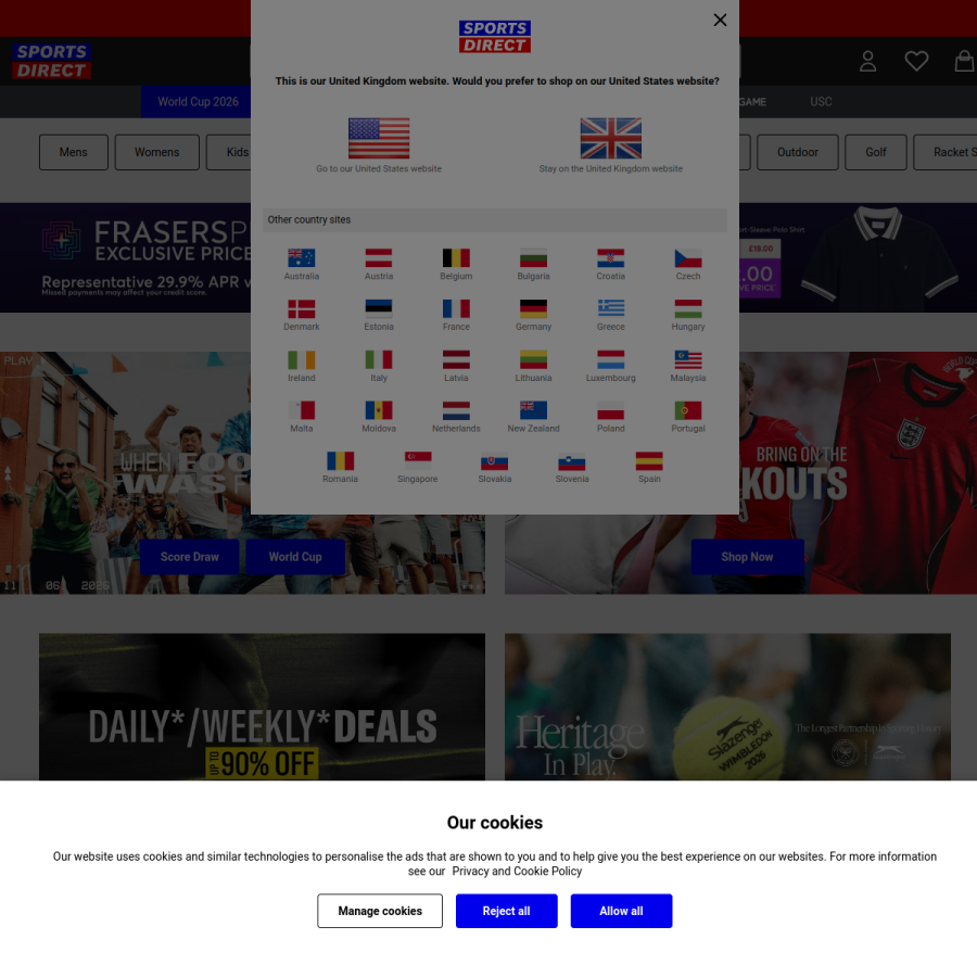 sportsdirect.com homepage screenshot