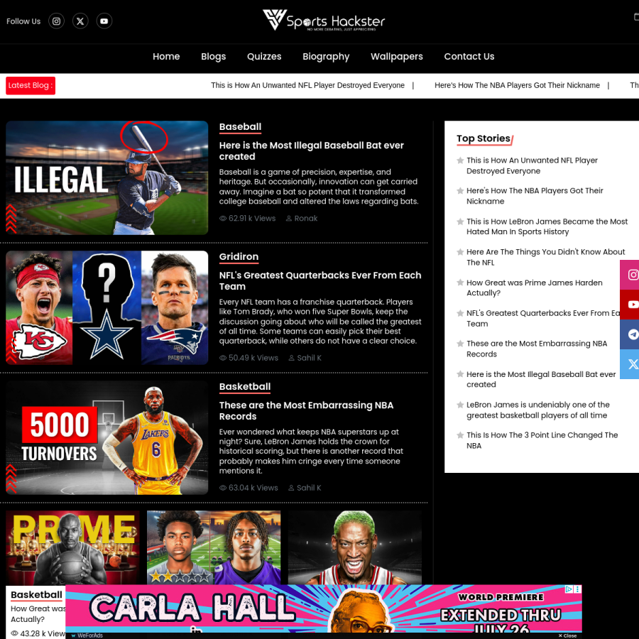 sportshackster.com homepage screenshot