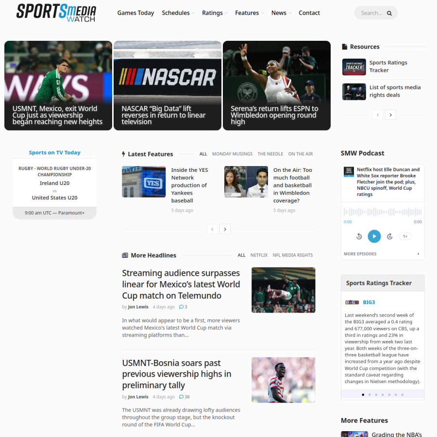 sportsmediawatch.com homepage screenshot