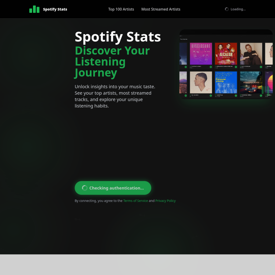 spotifystats.com homepage screenshot