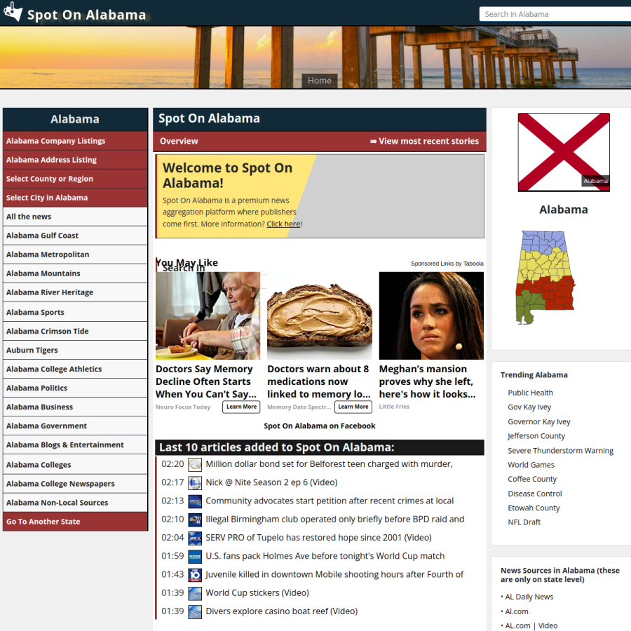 spotonalabama.com homepage screenshot