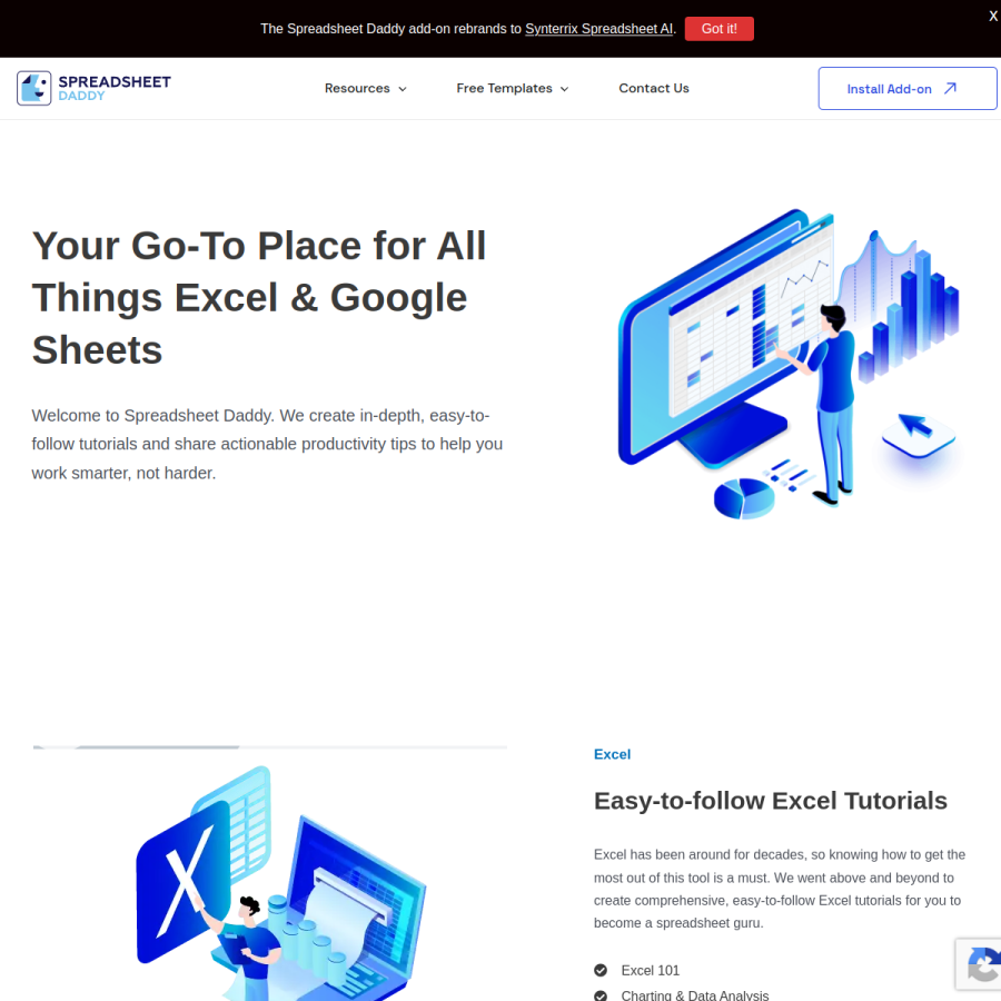 spreadsheetdaddy.com homepage screenshot