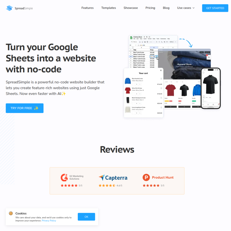 spreadsimple.com homepage screenshot