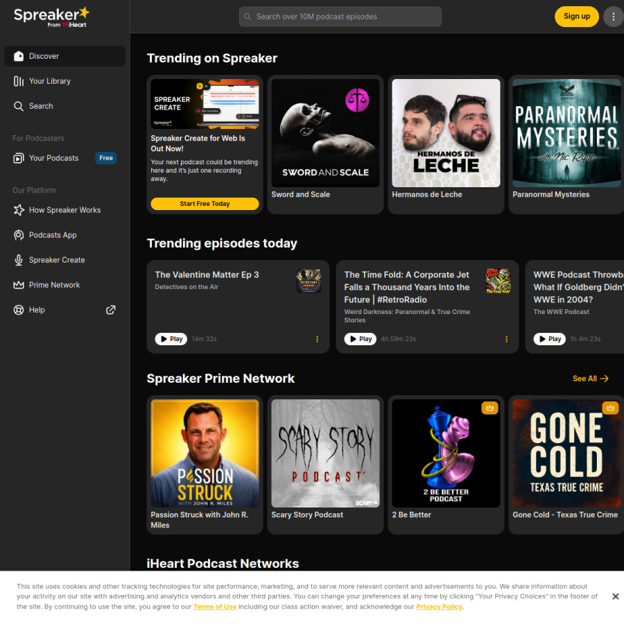 spreaker.com homepage screenshot