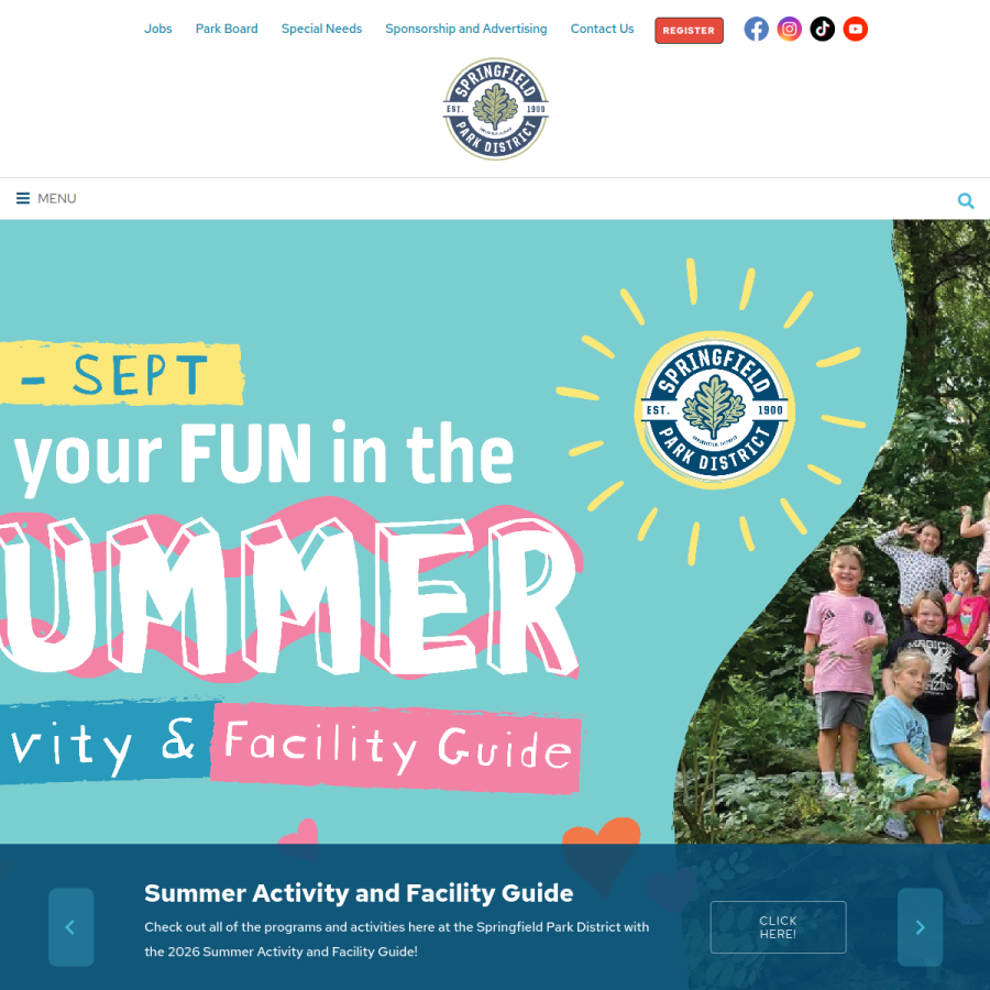 springfieldparks.org homepage screenshot