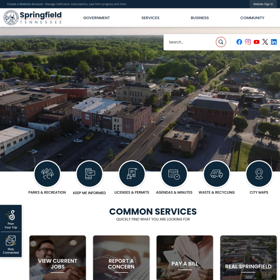 springfieldtn.gov homepage screenshot