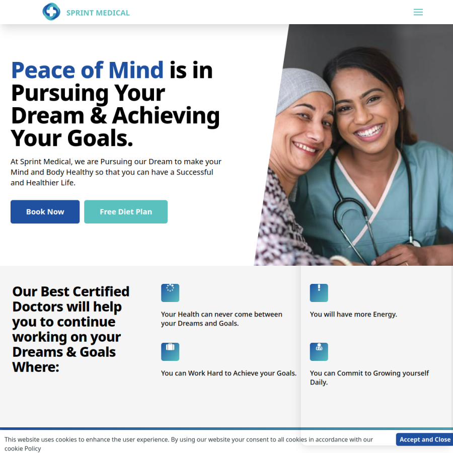 sprintmedical.in homepage screenshot