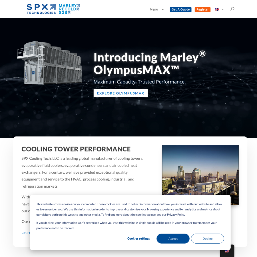 spxcooling.com homepage screenshot