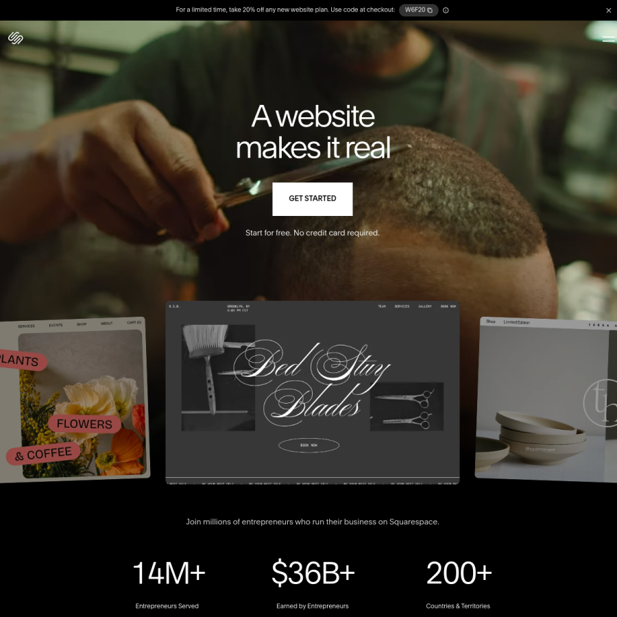 squarespace.com homepage screenshot