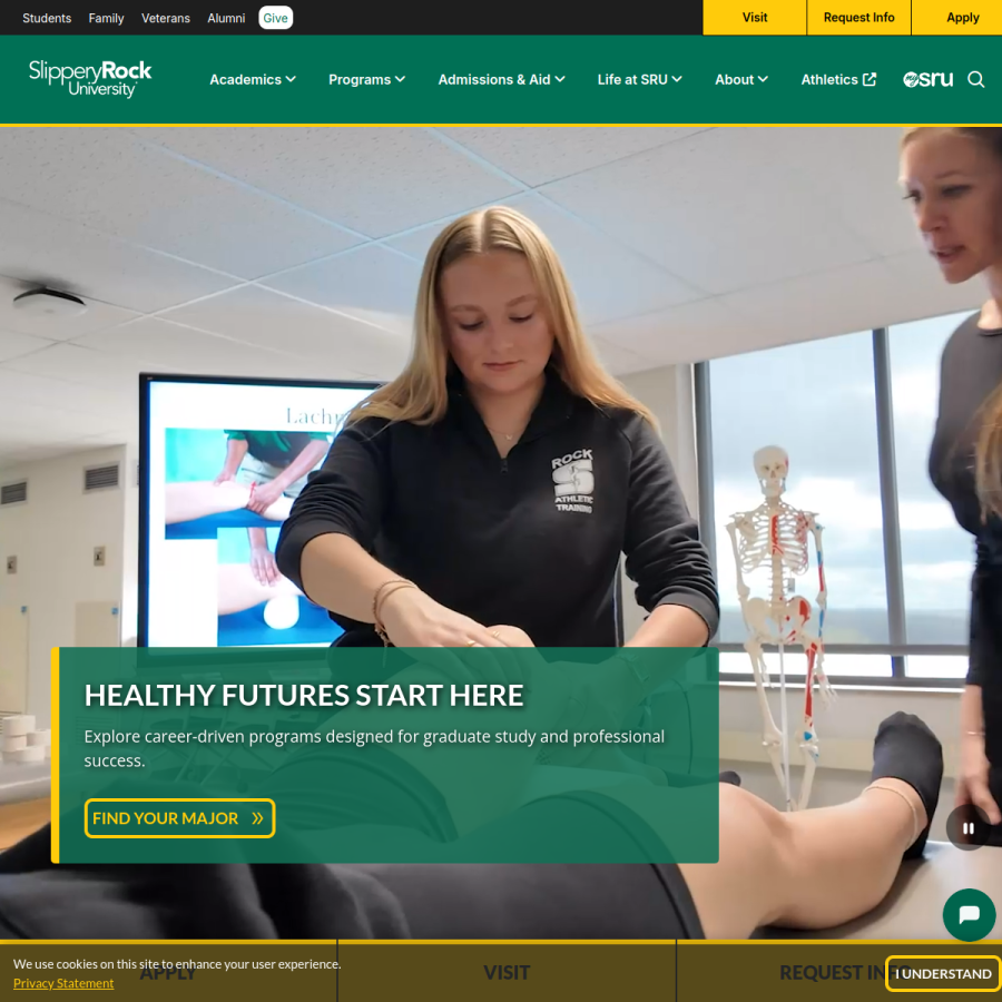 sru.edu homepage screenshot