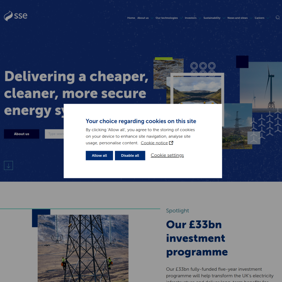 sse.com homepage screenshot