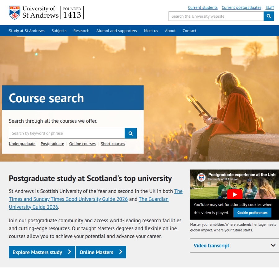 st-andrews.ac.uk homepage screenshot
