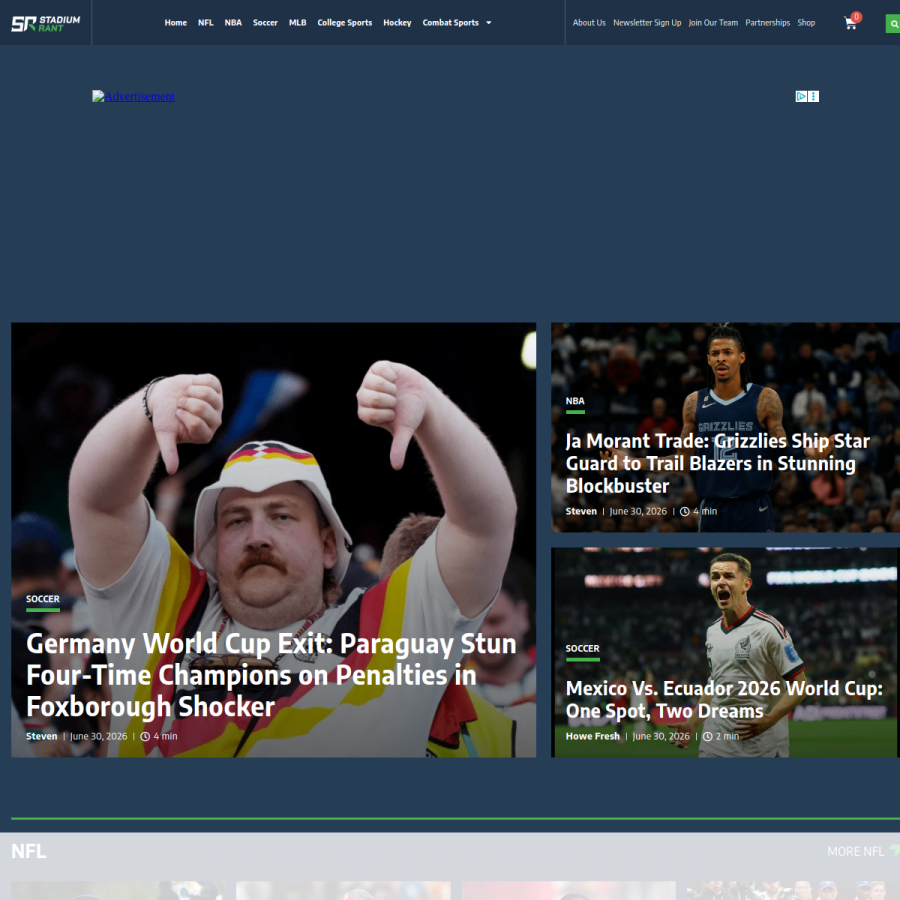 stadiumrant.com homepage screenshot