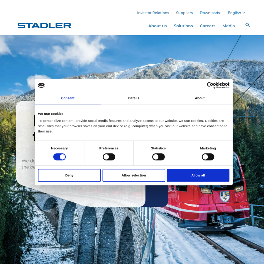 stadlerrail.com homepage screenshot