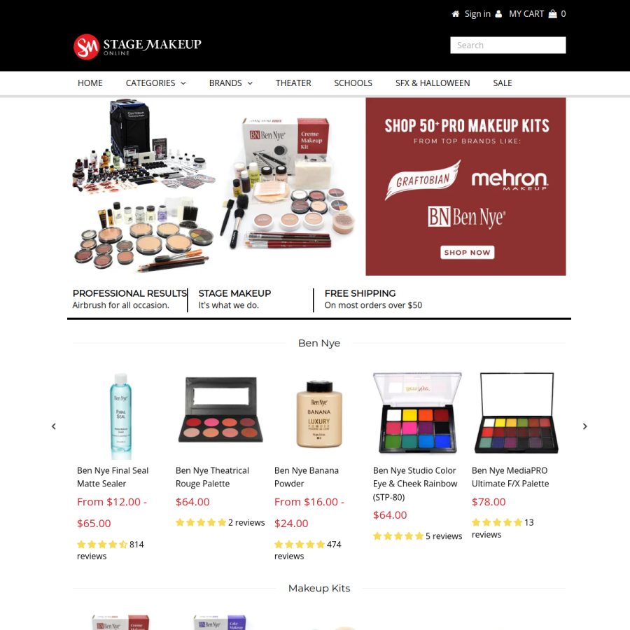 stagemakeuponline.com homepage screenshot