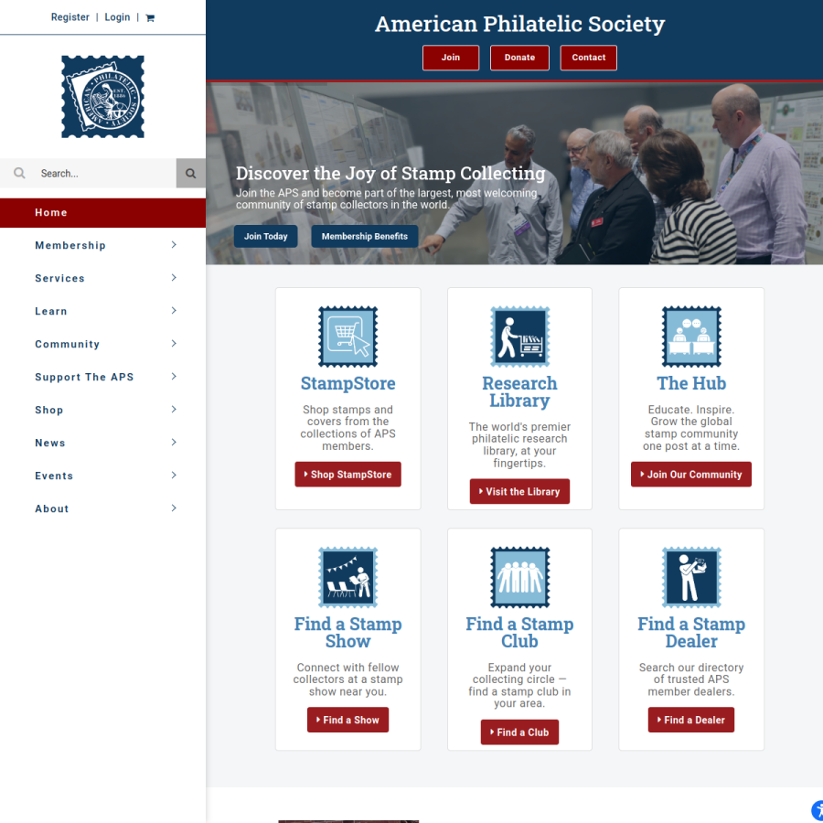 stamps.org homepage screenshot