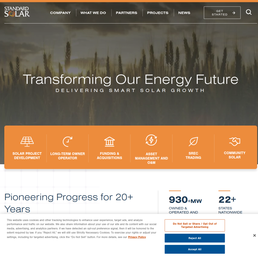 standardsolar.com homepage screenshot