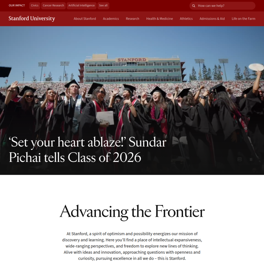 stanford.edu homepage screenshot