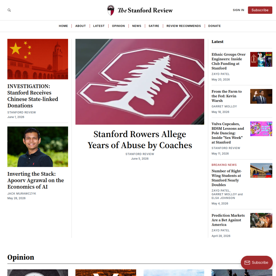stanfordreview.org homepage screenshot
