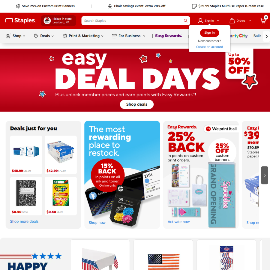 staples.com homepage screenshot