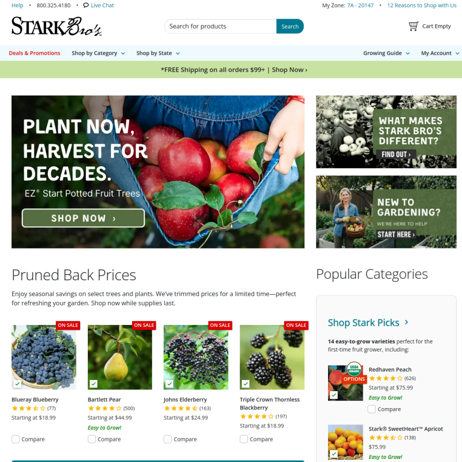 starkbros.com homepage screenshot