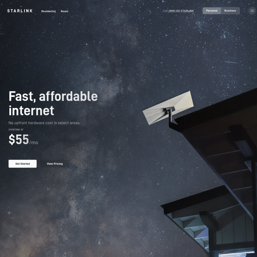starlink.com homepage screenshot