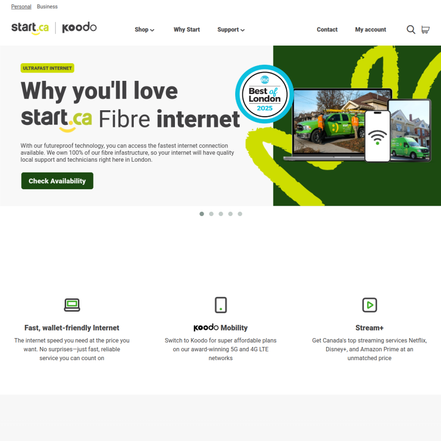 start.ca homepage screenshot