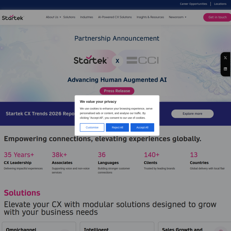 startek.com homepage screenshot