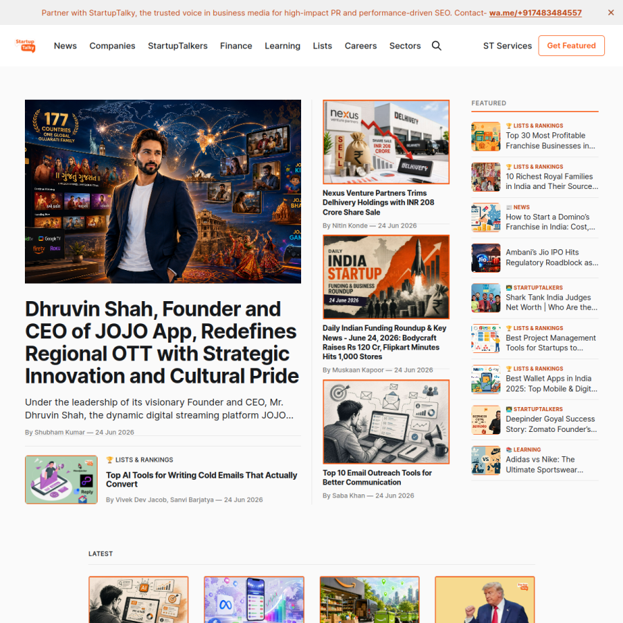 startuptalky.com homepage screenshot
