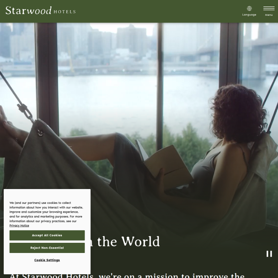 starwoodhotels.com homepage screenshot