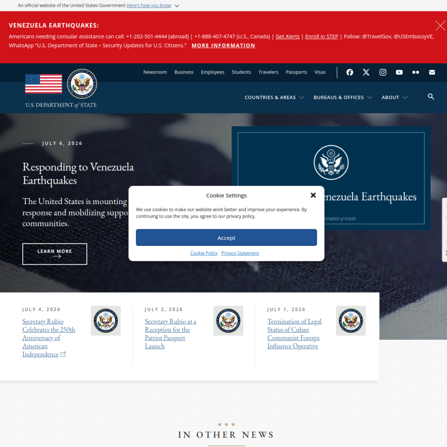 state.gov homepage screenshot