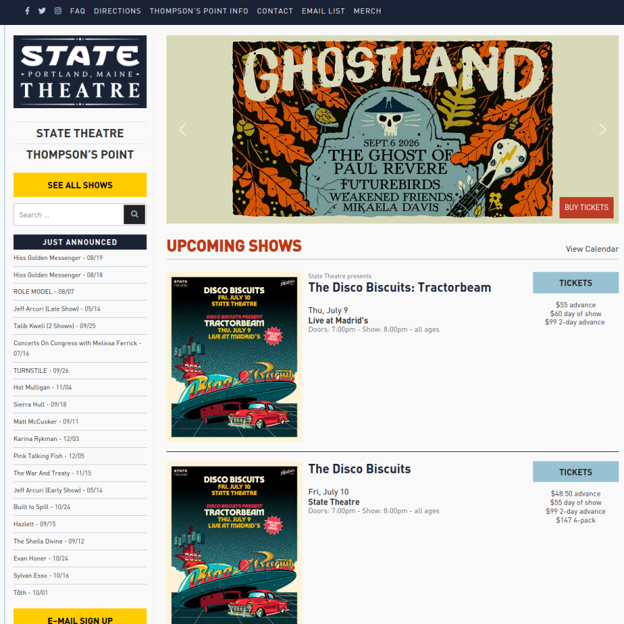 statetheatreportland.com homepage screenshot