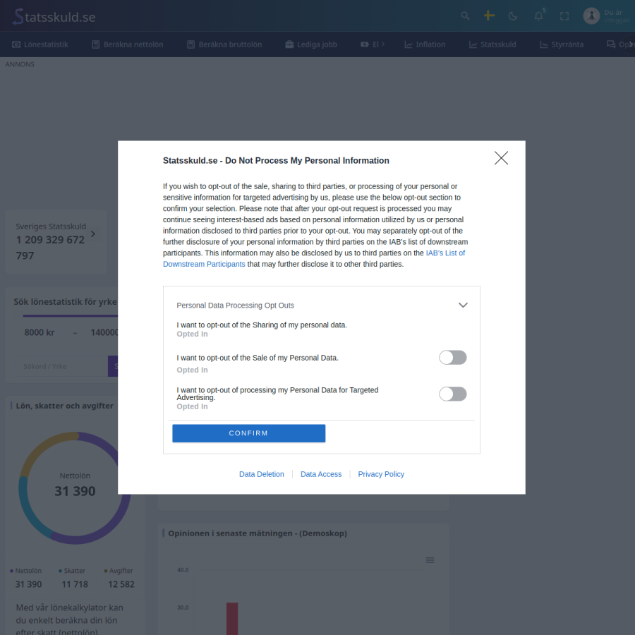 statsskuld.se homepage screenshot