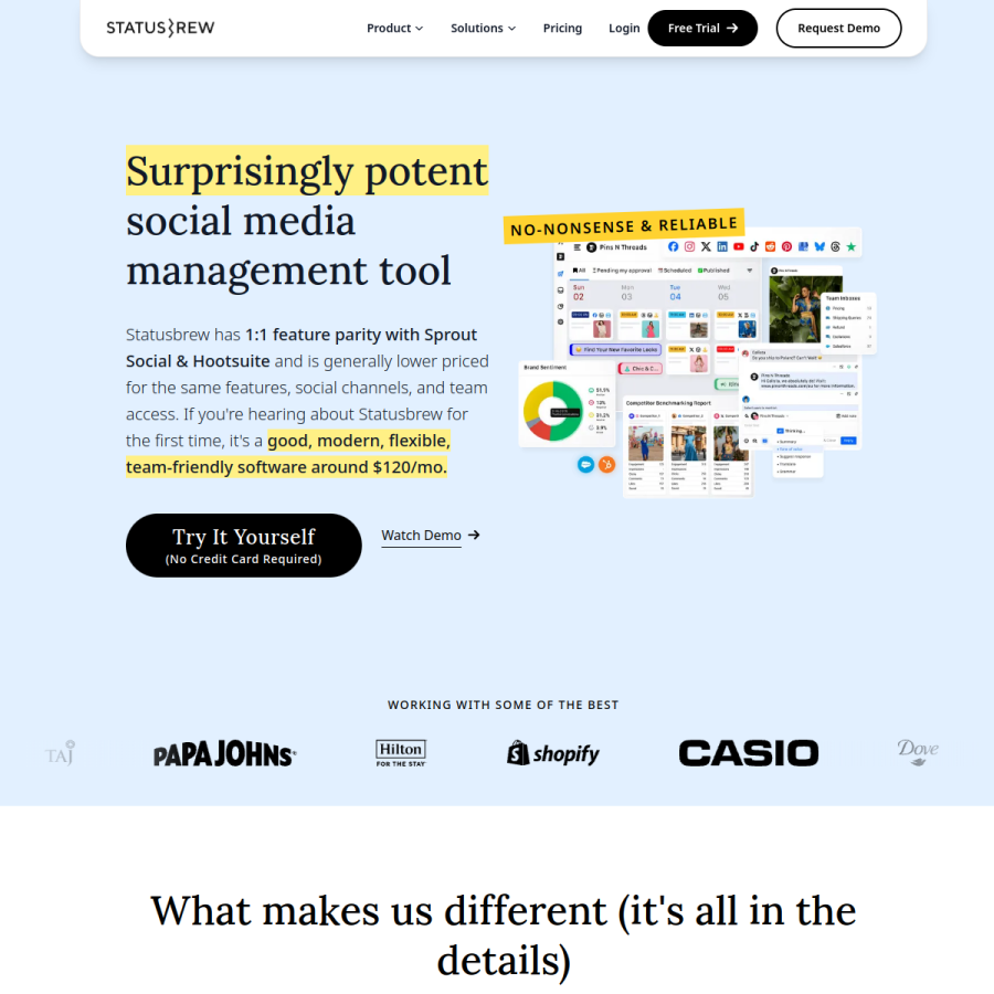statusbrew.com homepage screenshot