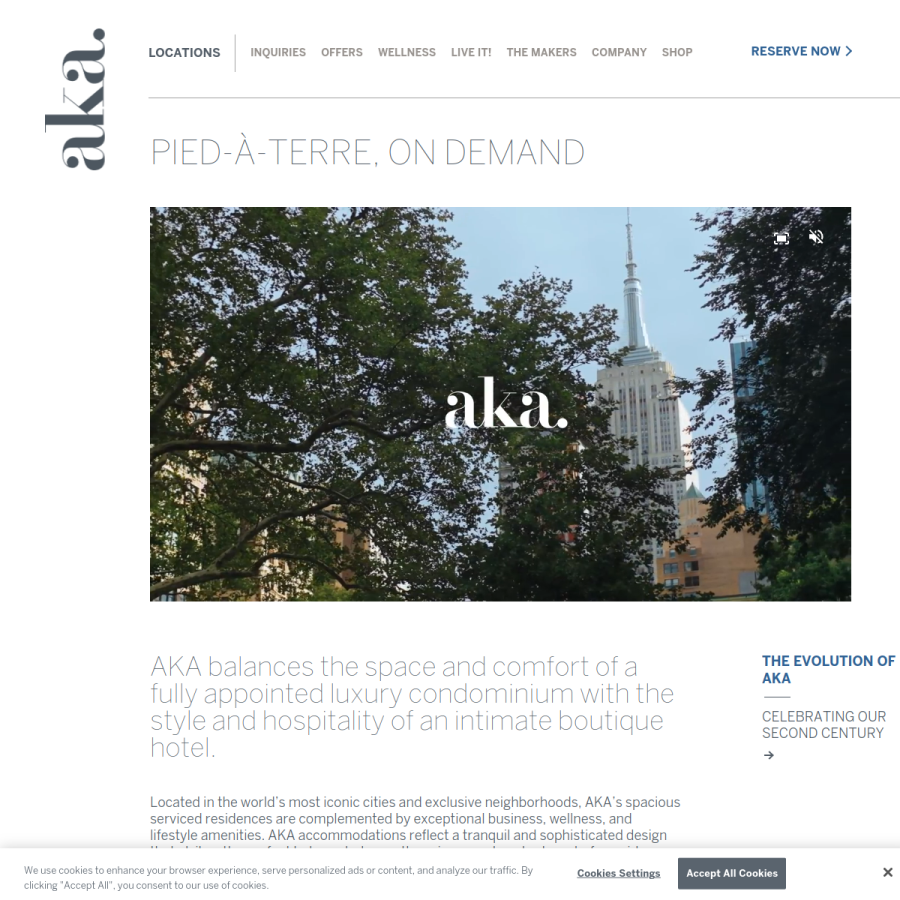 stayaka.com homepage screenshot