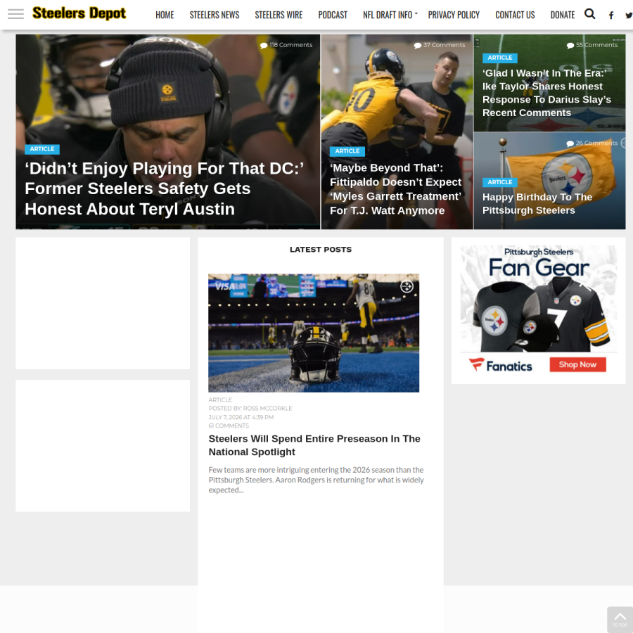 steelersdepot.com homepage screenshot