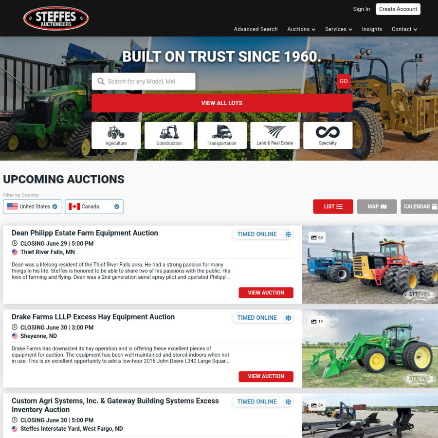 steffesgroup.com homepage screenshot