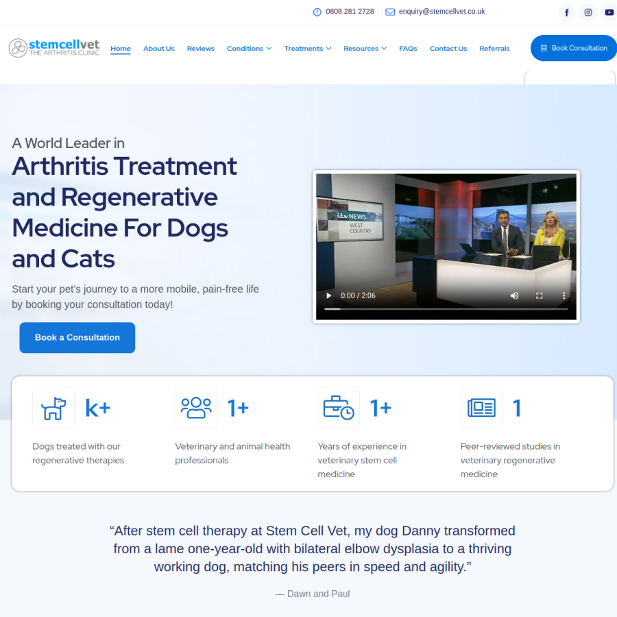 stemcellvet.co.uk homepage screenshot